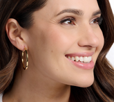 UltraFine 950 Silver Gold Tone Safety Lock 1-1/2" Hoop Earrings